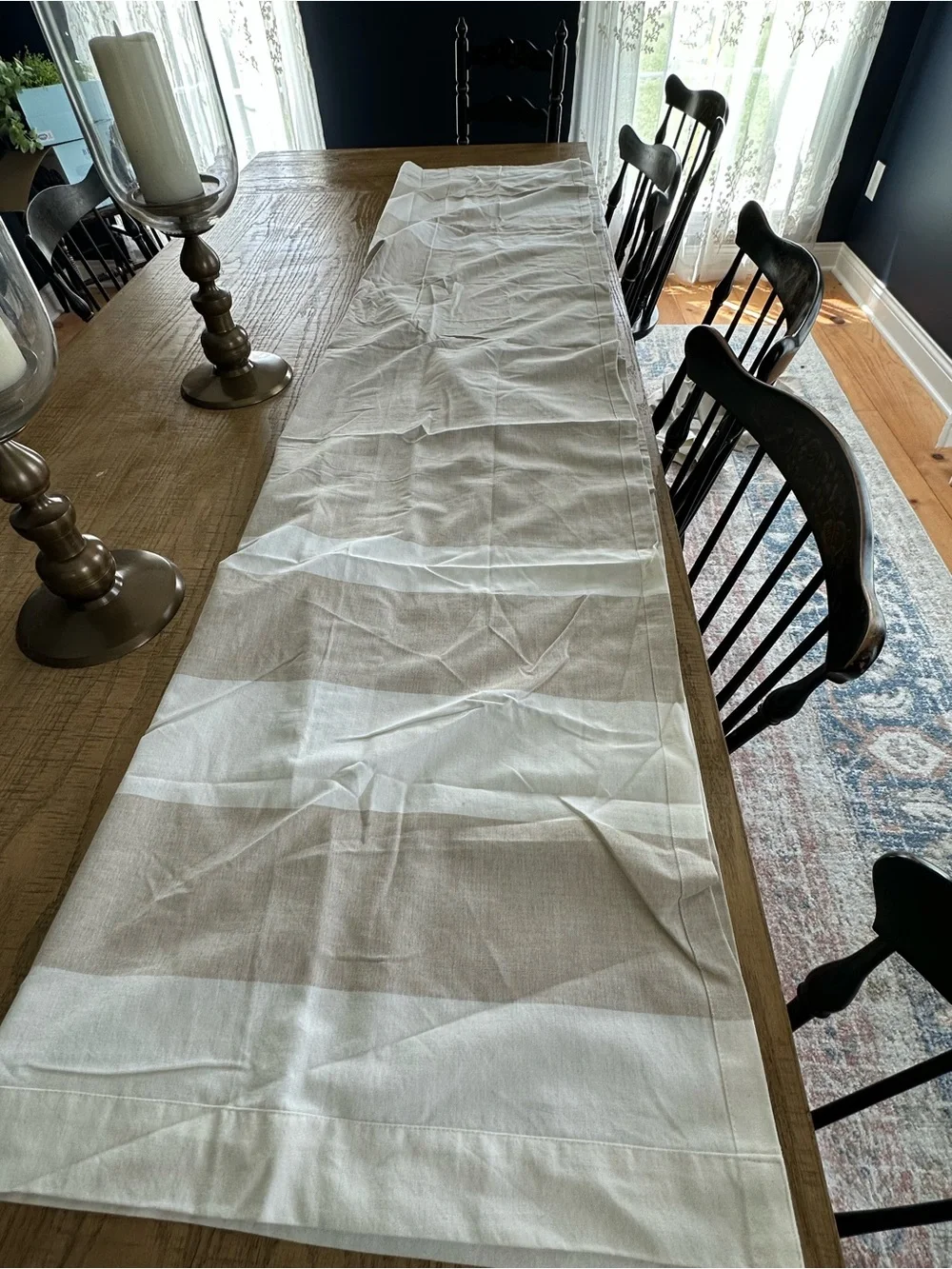 Set of 2 Lush Decor 84”x40 coastal stripe light filtering curtain panels